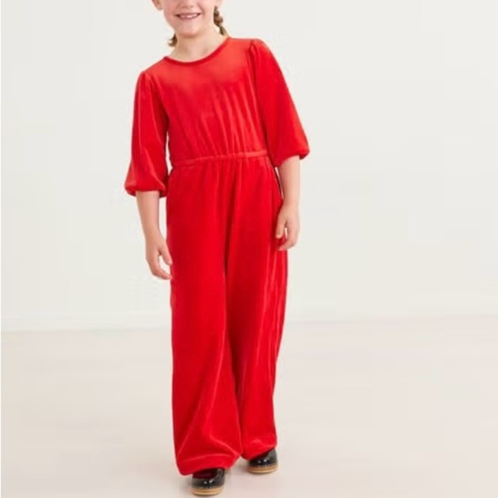 Hanna Andersson Red Velour One-piece OEKO-TEX